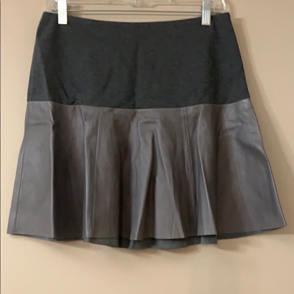 Hinge Gray Fit & Flare Mini Skirt Leather S - Picture 2 of 7